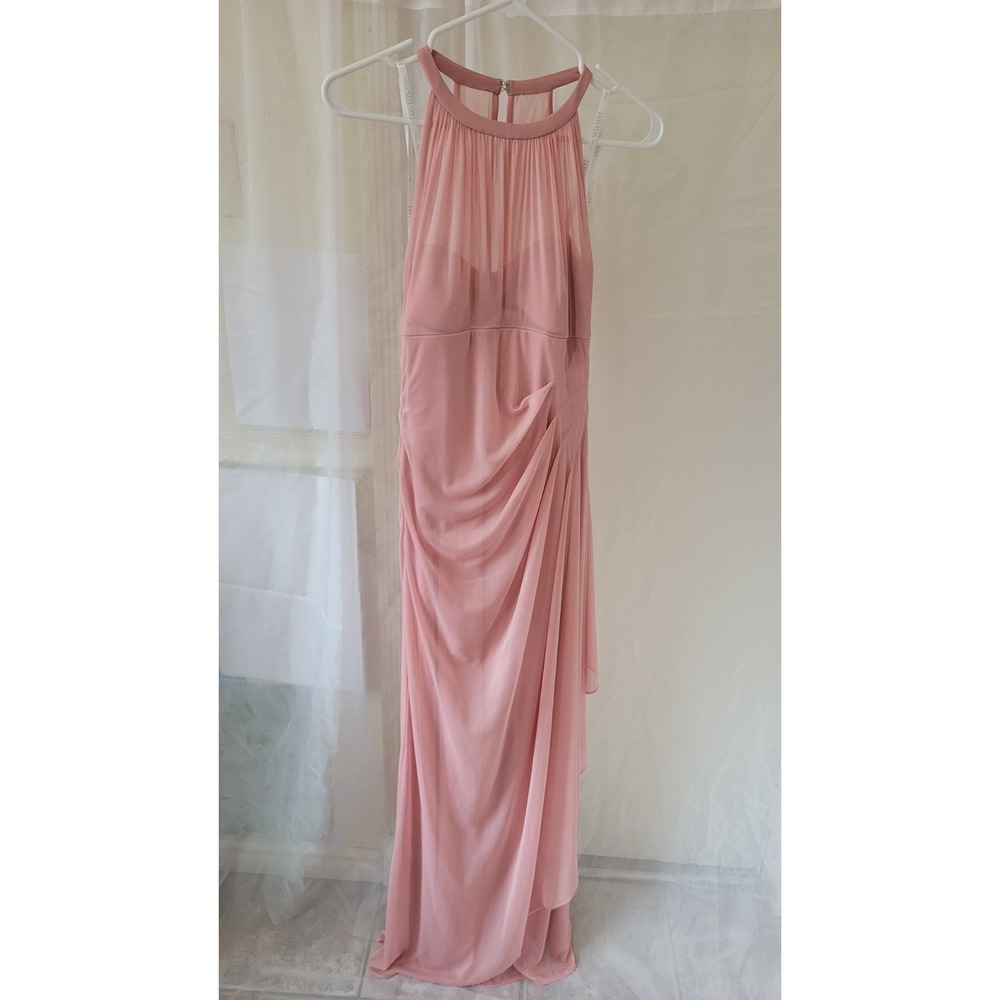 Davids Bridal Women Bridesmaid Formal Dress Blush Petal Pink Chiffon size 2